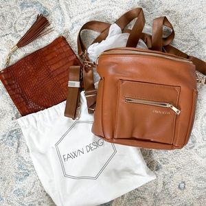 NEW Fawn Design Mini Original in Brown, Extra Strap & Pouch